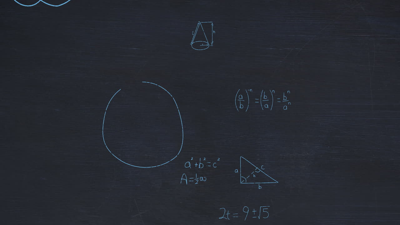 검은 바탕 위의 수학적 데이터 처리의 애니메이션