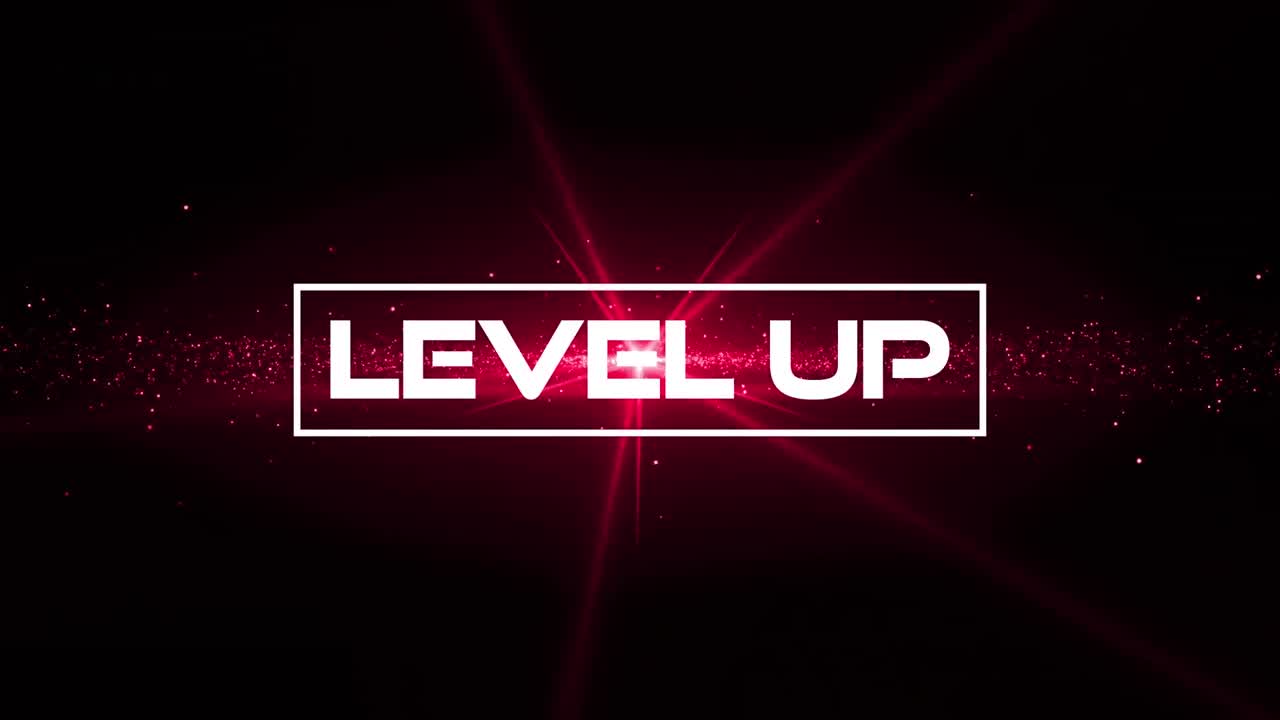 animación digital de un banner de texto de nivel superior contra una estrella roja brillante sobre un fondo negro