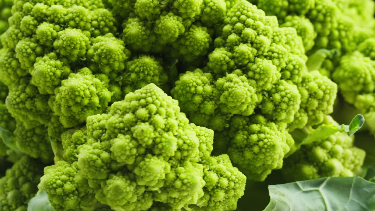 Close Up of Fresh Vibrant Green Romanesco Broccoli