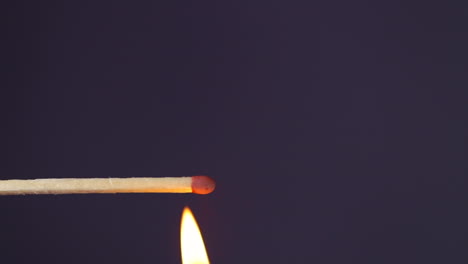 cerillas encendidas a mano cierran una toma macro capturada desde el lado izquierdo y disparan desde la parte inferior sobre fondo negro en cámara lenta a 120 fps