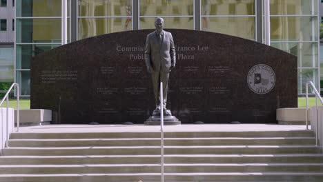 monument in downtown houston dedicated to the criminal justice center