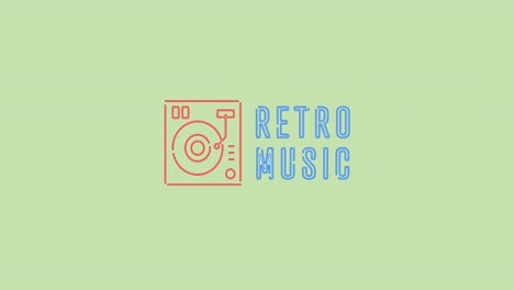 animation of party time and retro radio on light green background