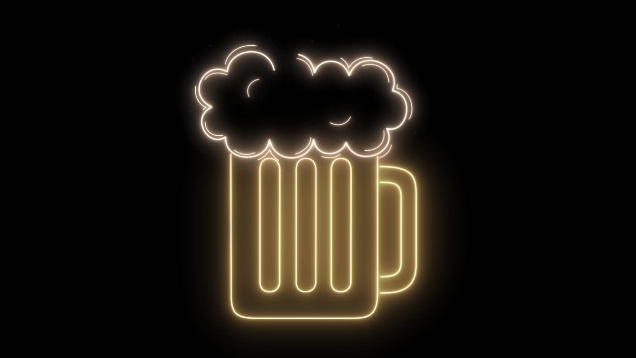 signo de neón de una taza de cerveza llenándose y humeando.