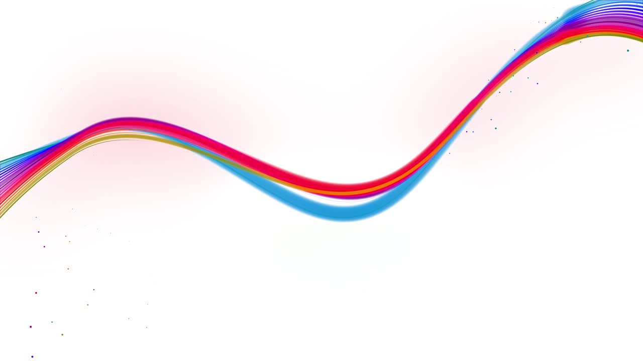 다채로운 파동선 또는 아름다운 줄무의 리본이 공중에 날아가며 색 배경에서 부드럽게 진동하고 파동합니다. 3d 추상 루프 크리에이티브 4k 배경과 루마 매트.