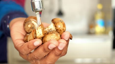 washing mushrooms