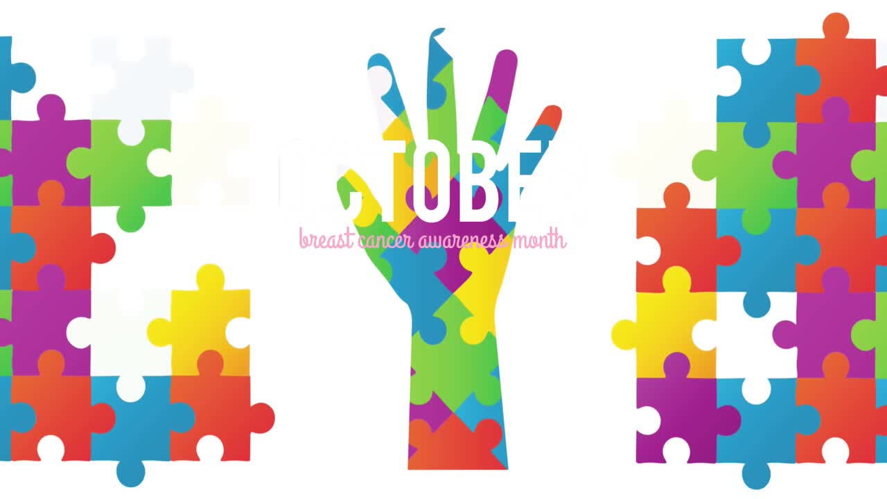 유방암 인식 달의 애니메이션 텍스트 오버 퍼즐