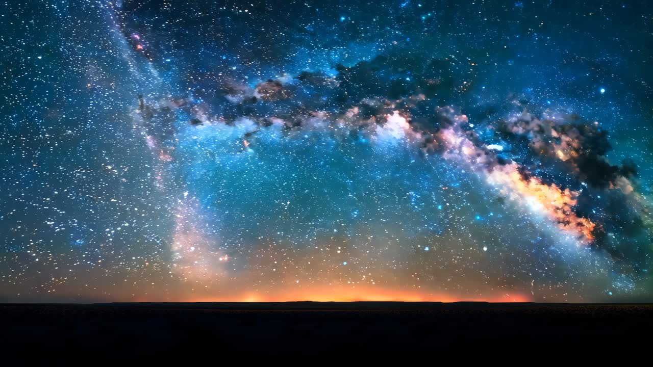 A beautiful night sky with a large, glowing cloud of stars. The stars are scattered throughout the sky, with some closer to the horizon and others higher up