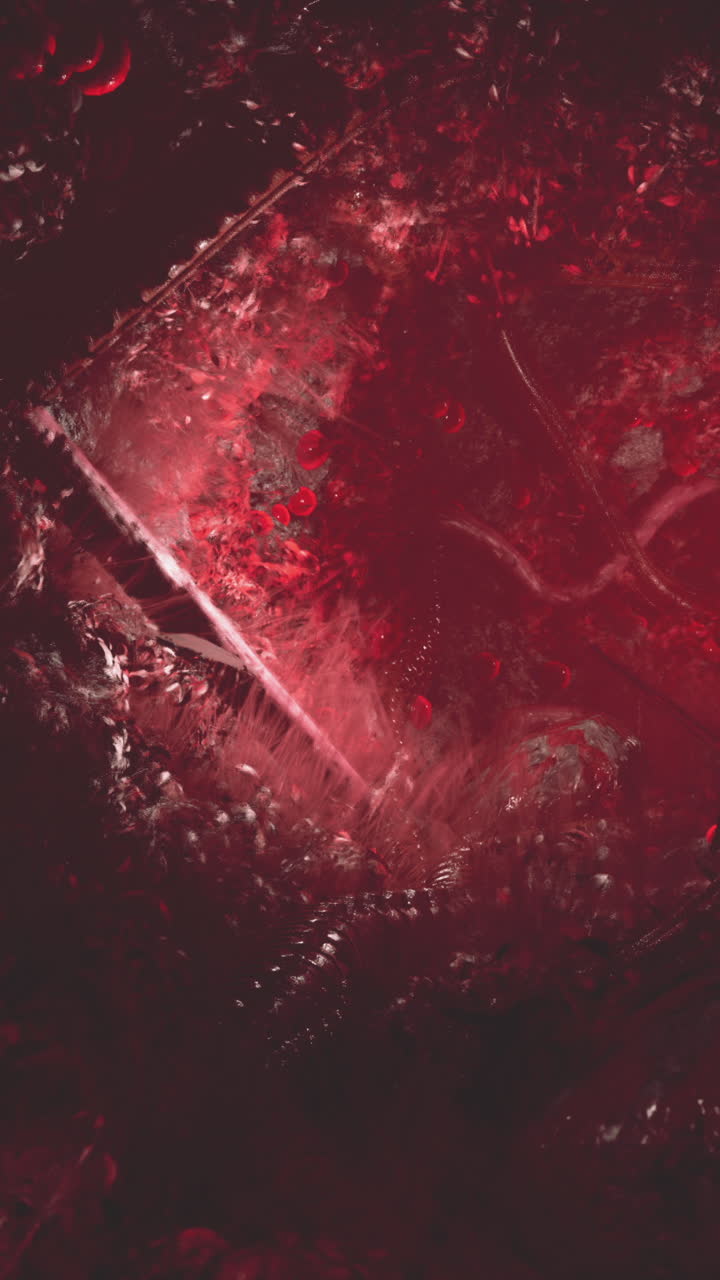 primer plano de un cubo de hielo rojo