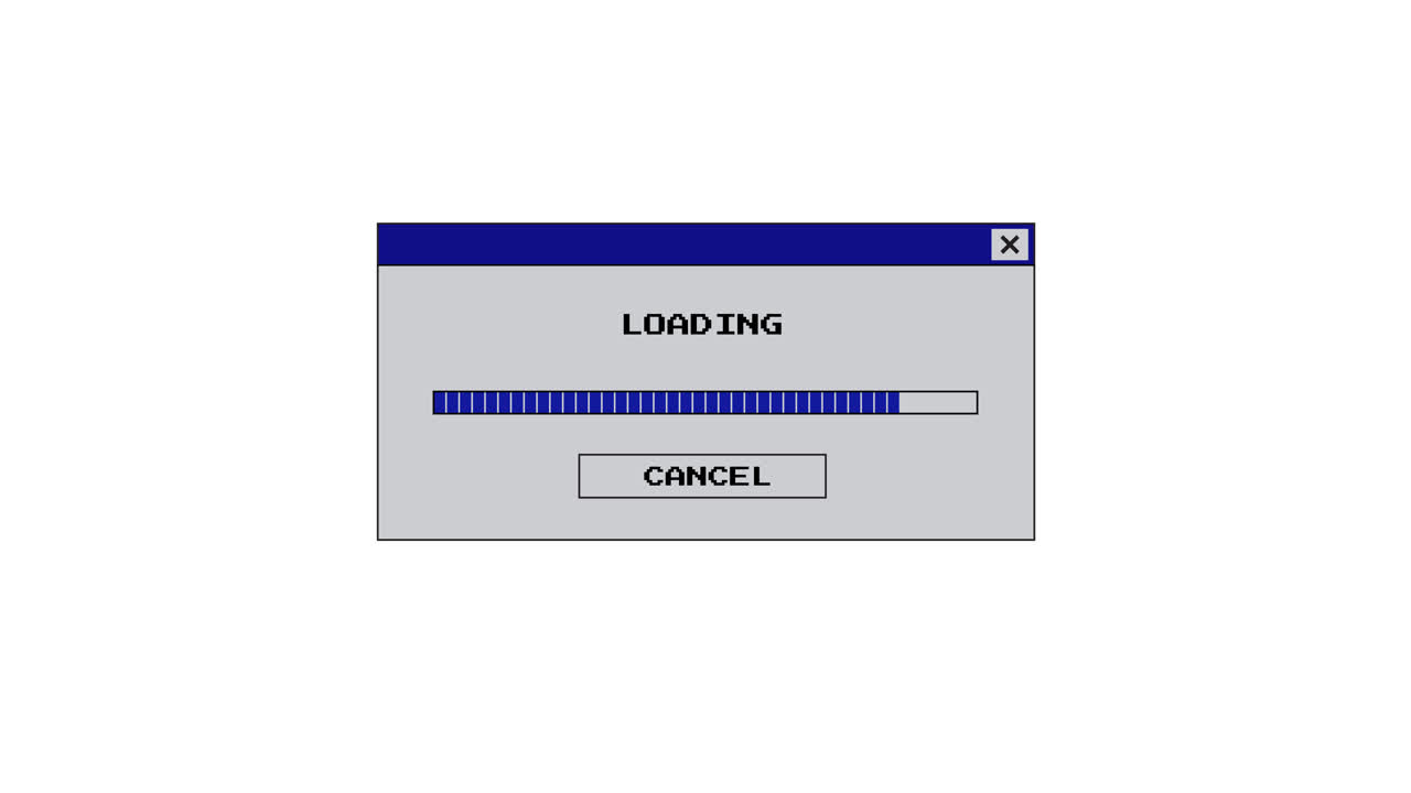 Retro Pixel Art Computer Loading Progress Bar Animation