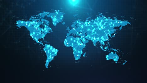 4k loop world map user icon global communication animation background.