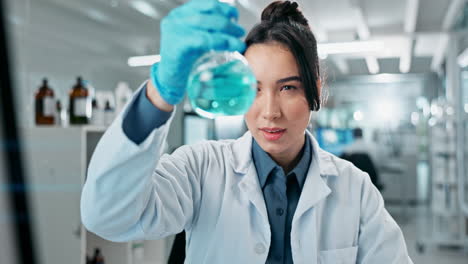 female scientist in a lab conducting a chemistry experiment