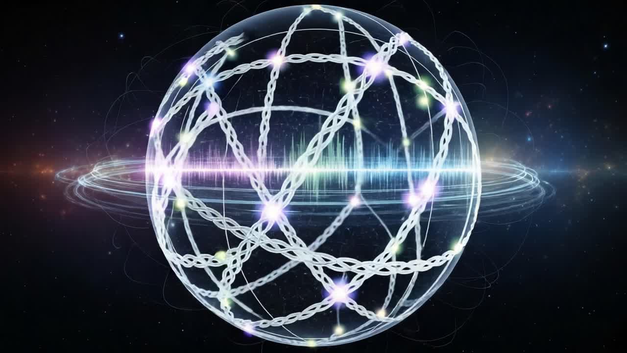 A Stunning Visual Representation of a Sphere with Vibrant Light Patterns, Energetic Waves, and Intricate Designs Set Against a Mystical Cosmic Background