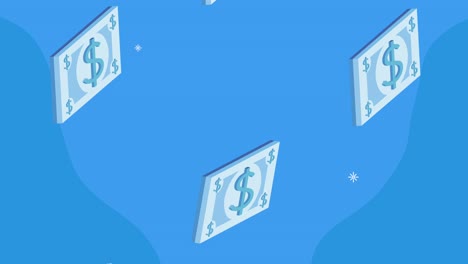 billetes dinero dólares patrón animación