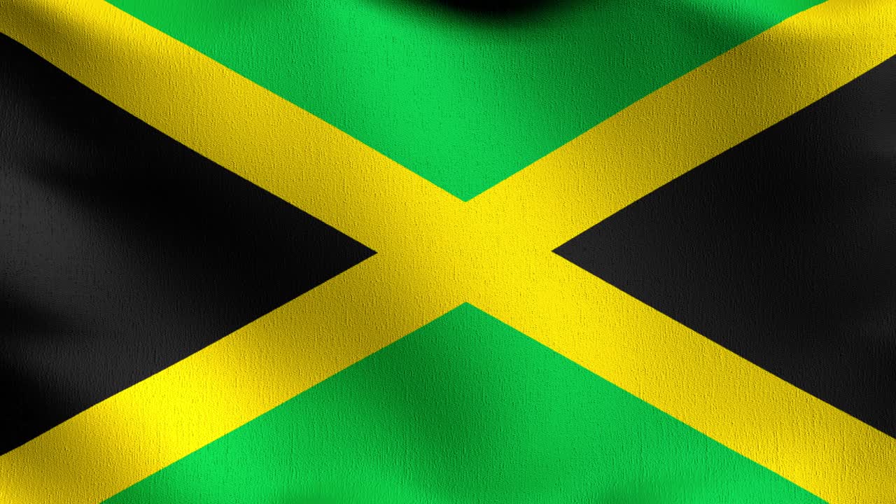 Seamless Loop 4K VDO. Jamaica national flag blowing in the wind isolated. Official patriotic abstract design. 3D rendering illustration of waving sign symbol.