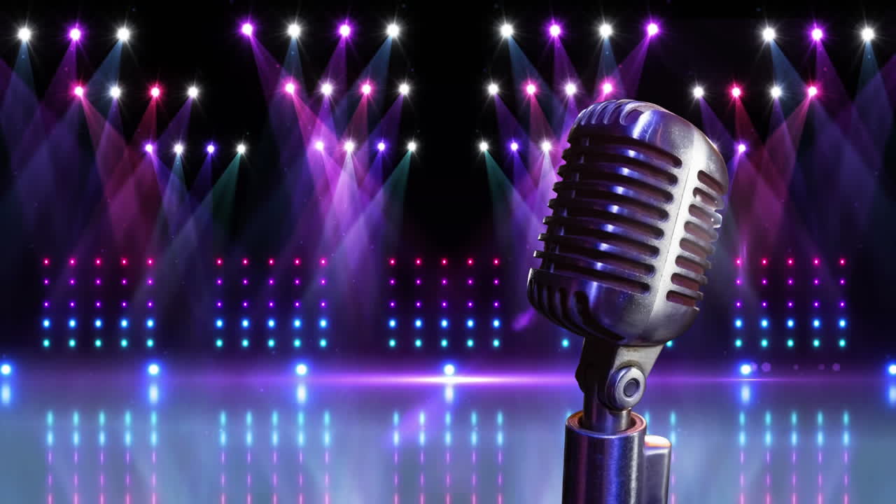 마이크와  ⁇ 박이는 스포트라이트