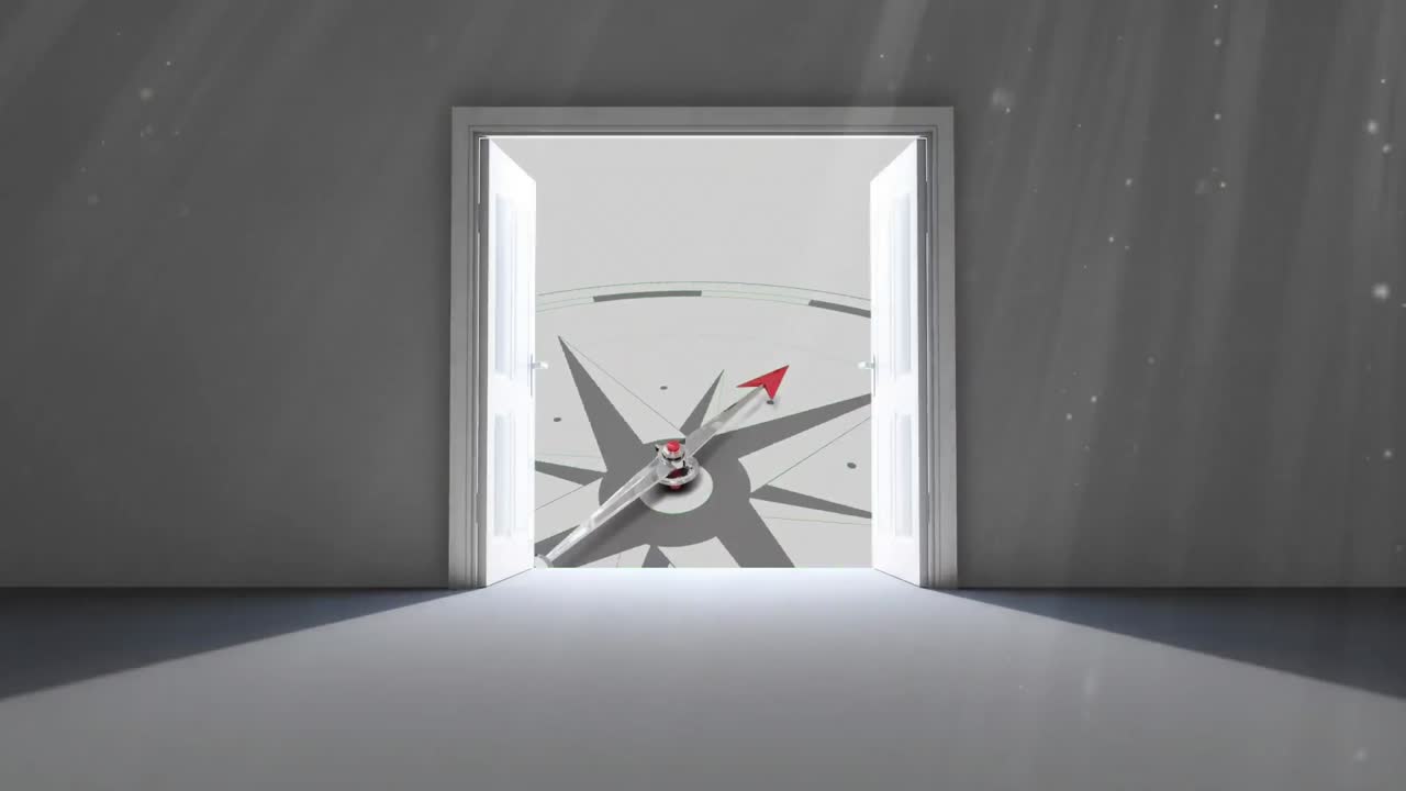 나침반 을 드러내기 위해 열리는 이중 문