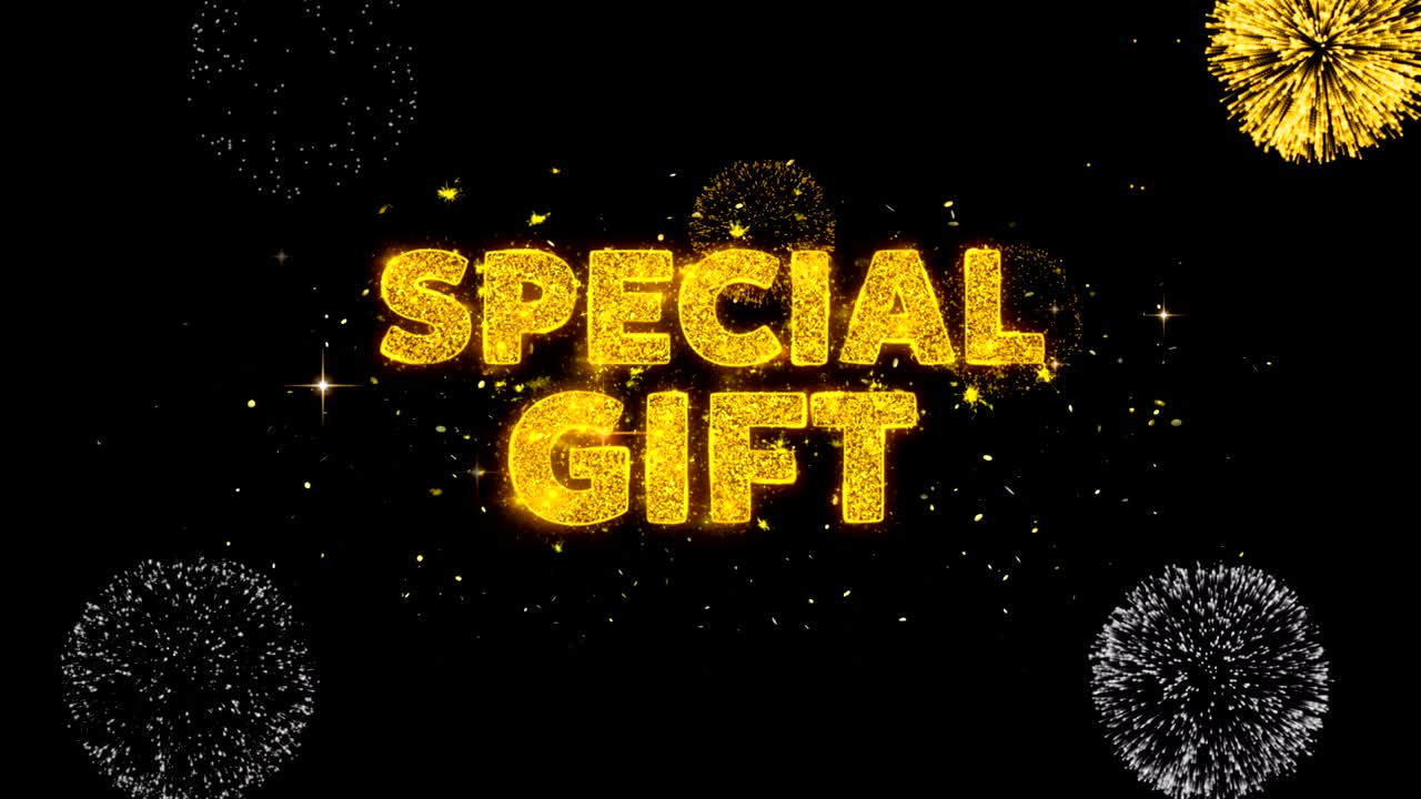 Revelación de Texto de Regalo Especial sobre Fuegos Artificiales de Partículas Doradas Brillantes