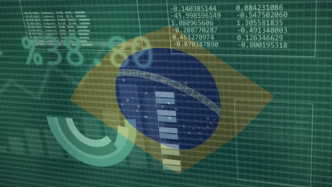 animación de estadísticas y procesamiento de datos sobre la bandera de brasil