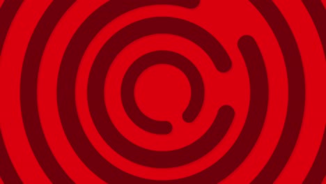 Abstract animated background with twirling black and red retro colored labyrinth and concentric geometric shapes