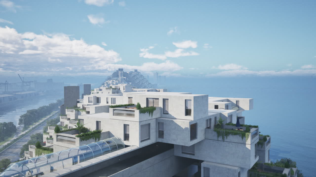 현대적인 콘크리트 건축 건물