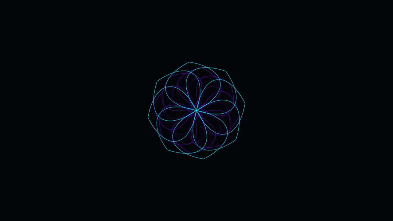 Abstrakt geometrisk blomanimation med neonlinjer