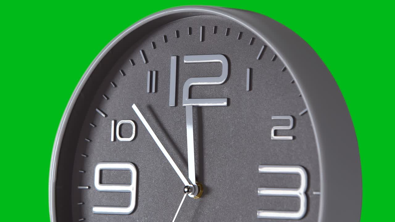 Wall clock on a green background. Time laps