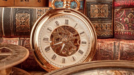 Vintage-pocket-watch.-Vintage-background-Concept-of-time-history.