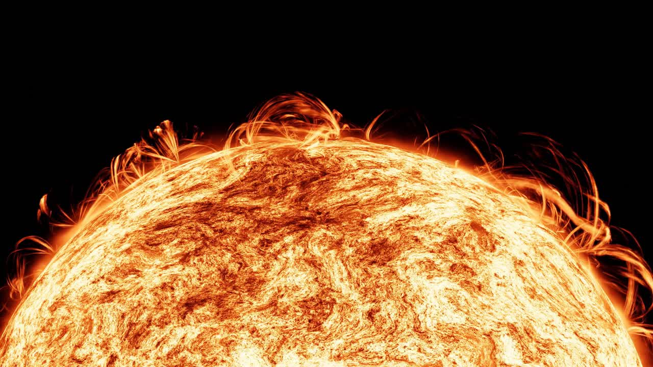 поверхность солнца, крупный план, 3d-рендер, реалистичный, солнечные вспышки, плазма, космическое пространство, солнечная система, центральный кадр