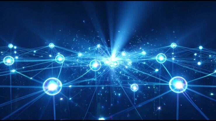 Abstract Digital Network Connection with Glowing Blue Nodes