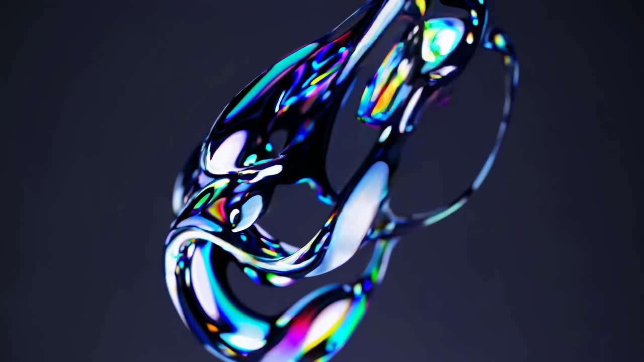 추상적인 iridescent 액체 모양