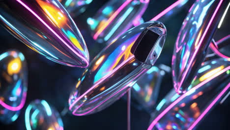 abstract neon reflective shapes
