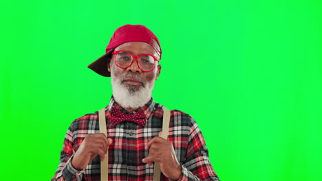 cool, stylish and face of a black man on a green