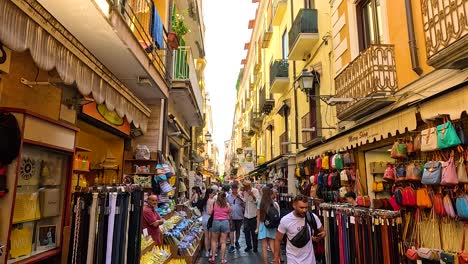 crowded street with vibrant market stalls