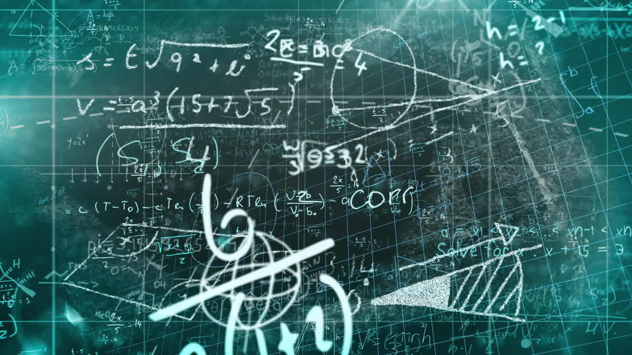 animación del procesamiento de datos matemáticos sobre un fondo verde
