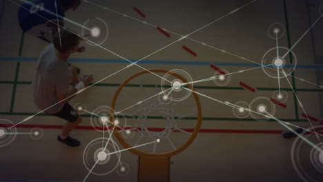 animation of network of connections over basketball players