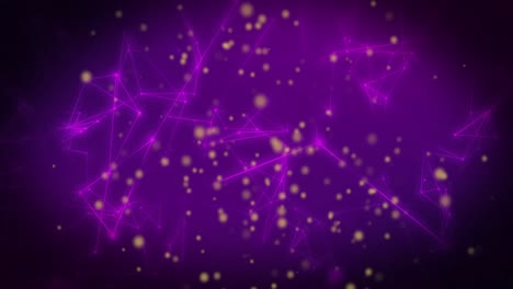 animazione della rete di connessioni e punti luminosi su sfondo viola