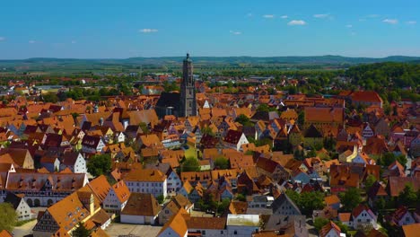 aerial view of old town of the city nördlingen in germany