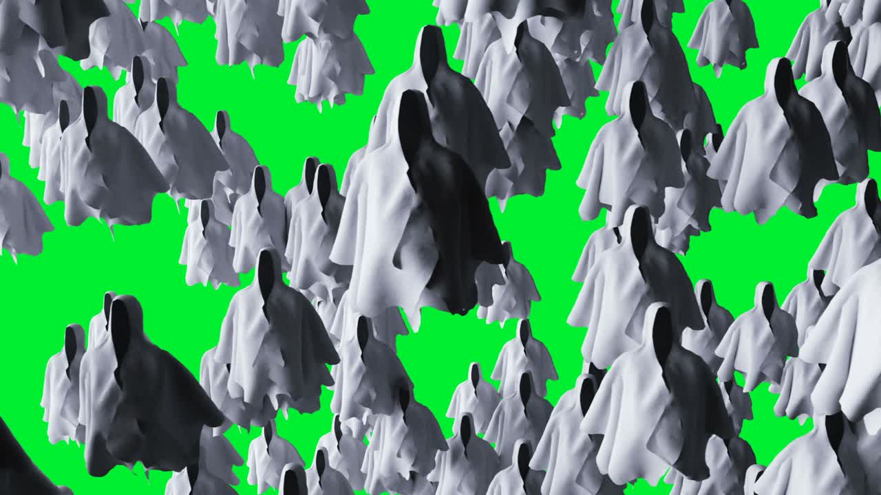 el misterio del miedo a la animación de fantasmas. la sudadera dinámica. el aislamiento. la animación realista de pantalla verde 4k.