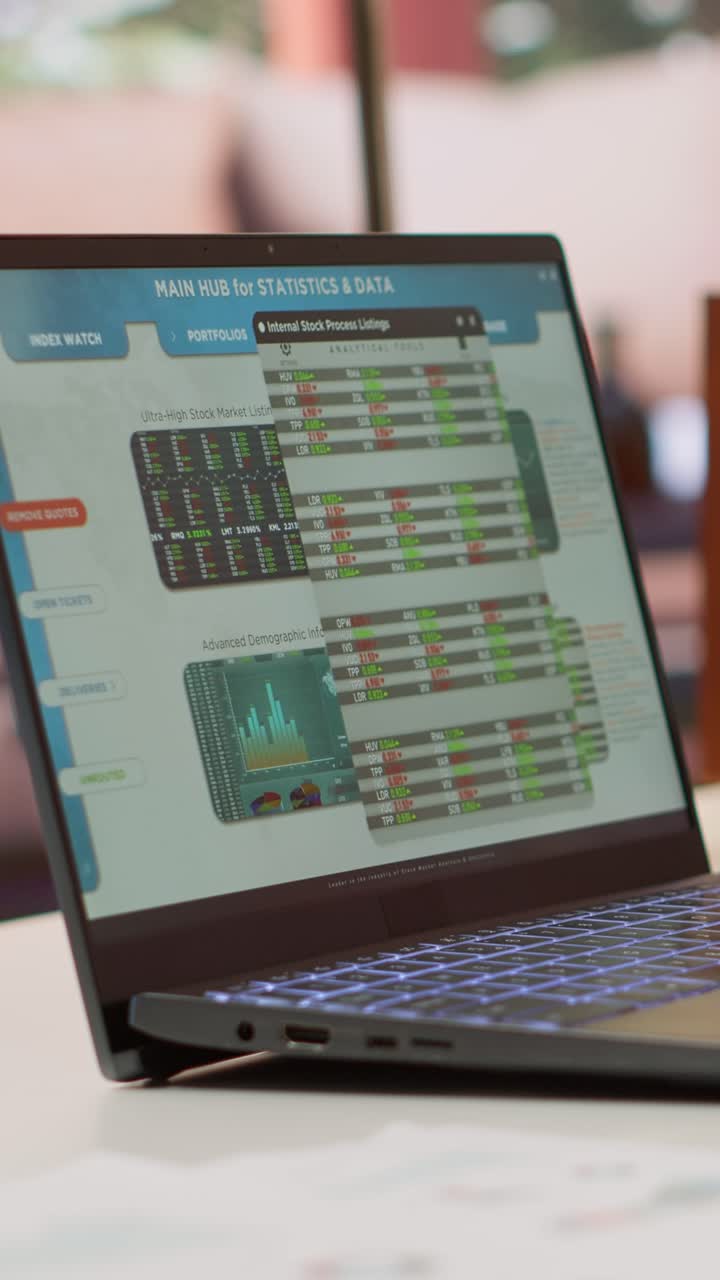 Tablet and Laptop Displaying Business Data and Stock Market Charts