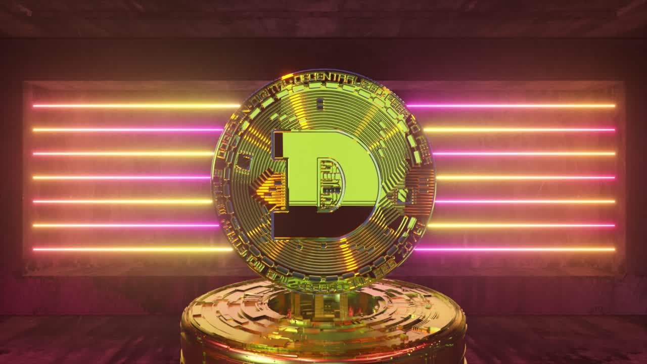 arte digital de criptomoneda con luces de neón
