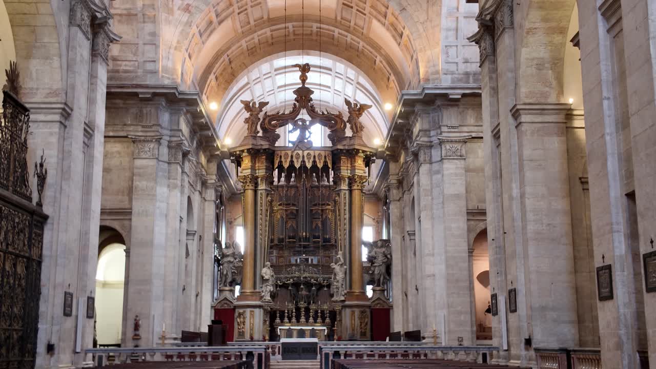 Majestic pipe organ in the Church of St. Vincent de Fora, a captivating blend of history and artistry in Lisbon