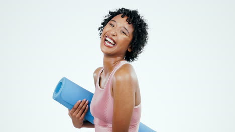 woman, face and laughing, yoga