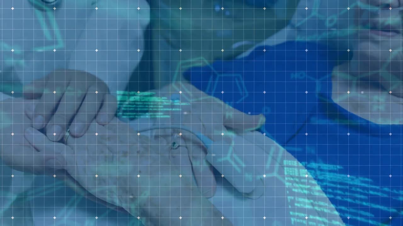 백인 남성 환자에 대한 데이터 처리 애니메이션