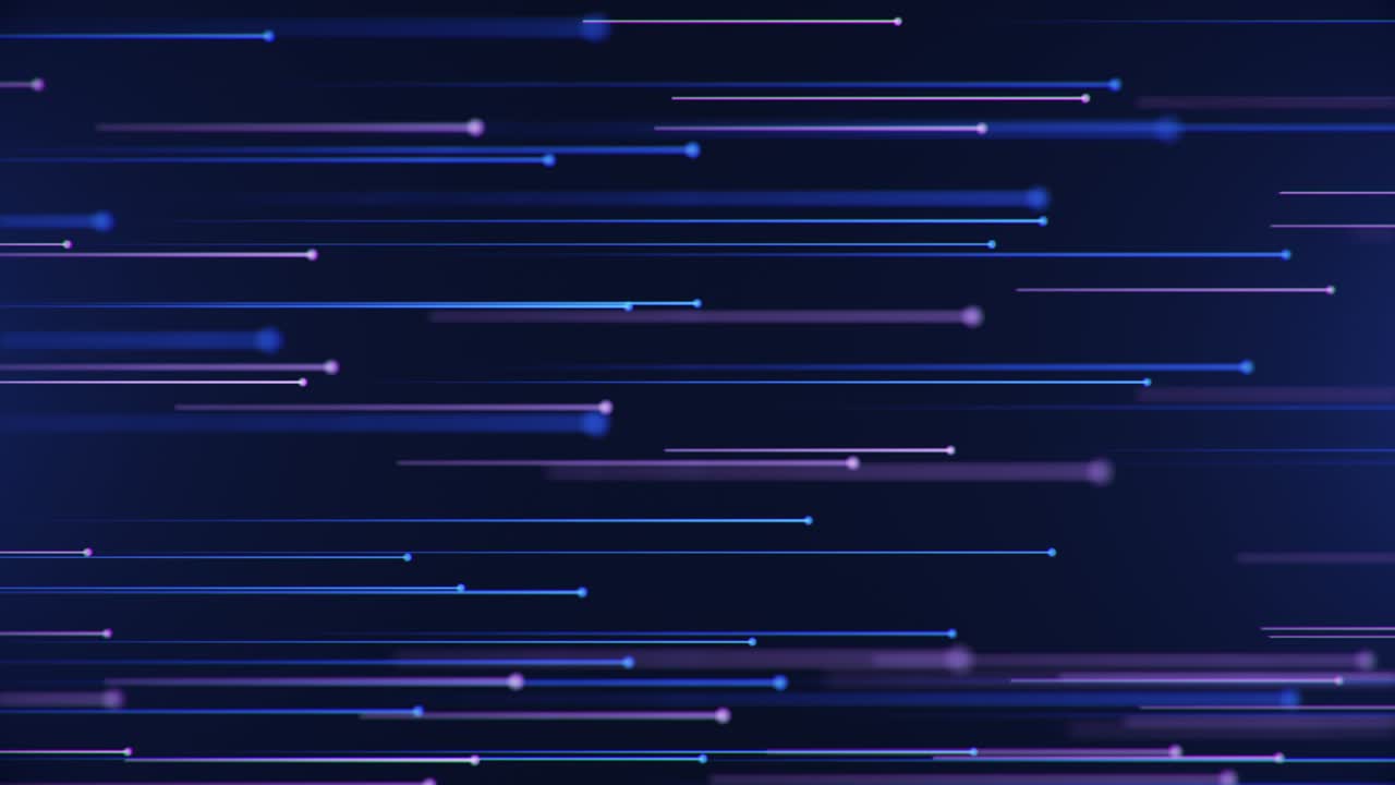 Seamless animation of horizontal moving glowing lines. Neon lines form data stream, high speed internet, ultraviolet effect. Data flow. 4K Loop-able animation