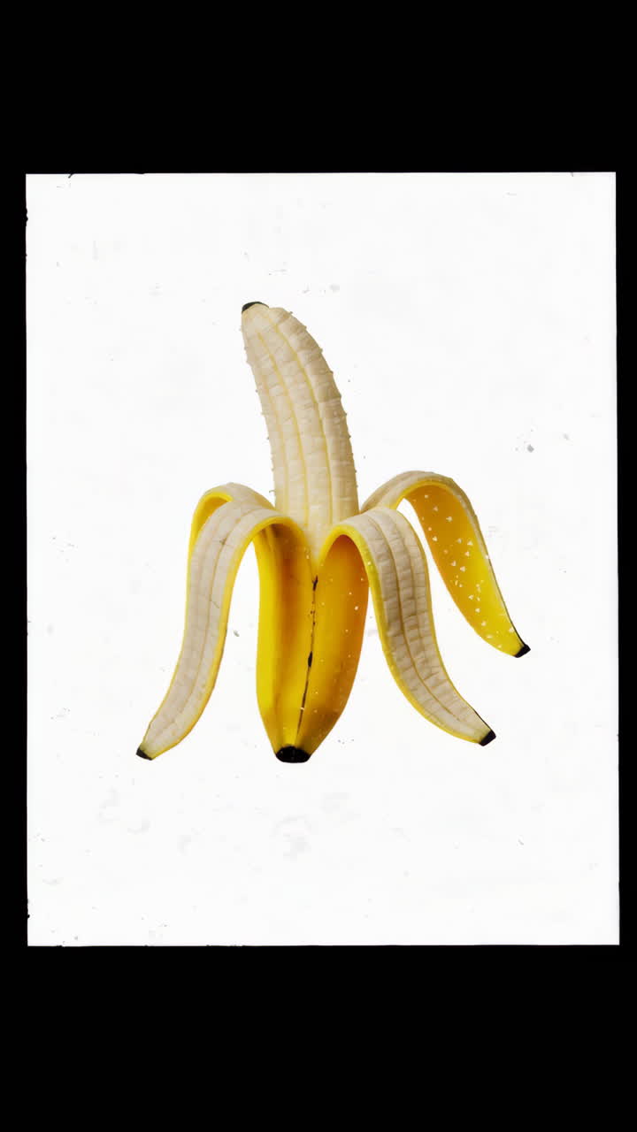 Plátano pelado sobre fondo blanco