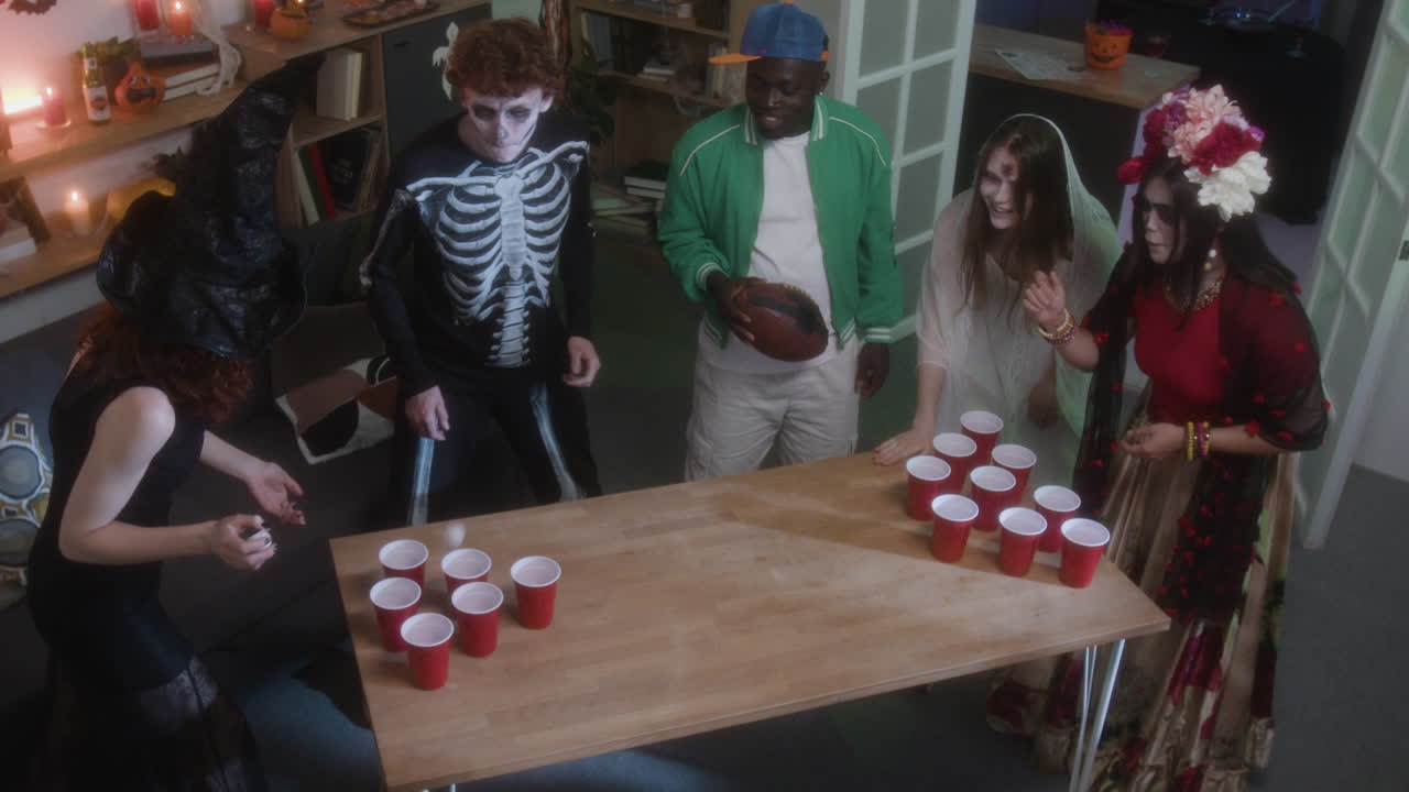 Halloween Party with Costumes and Beer Pong