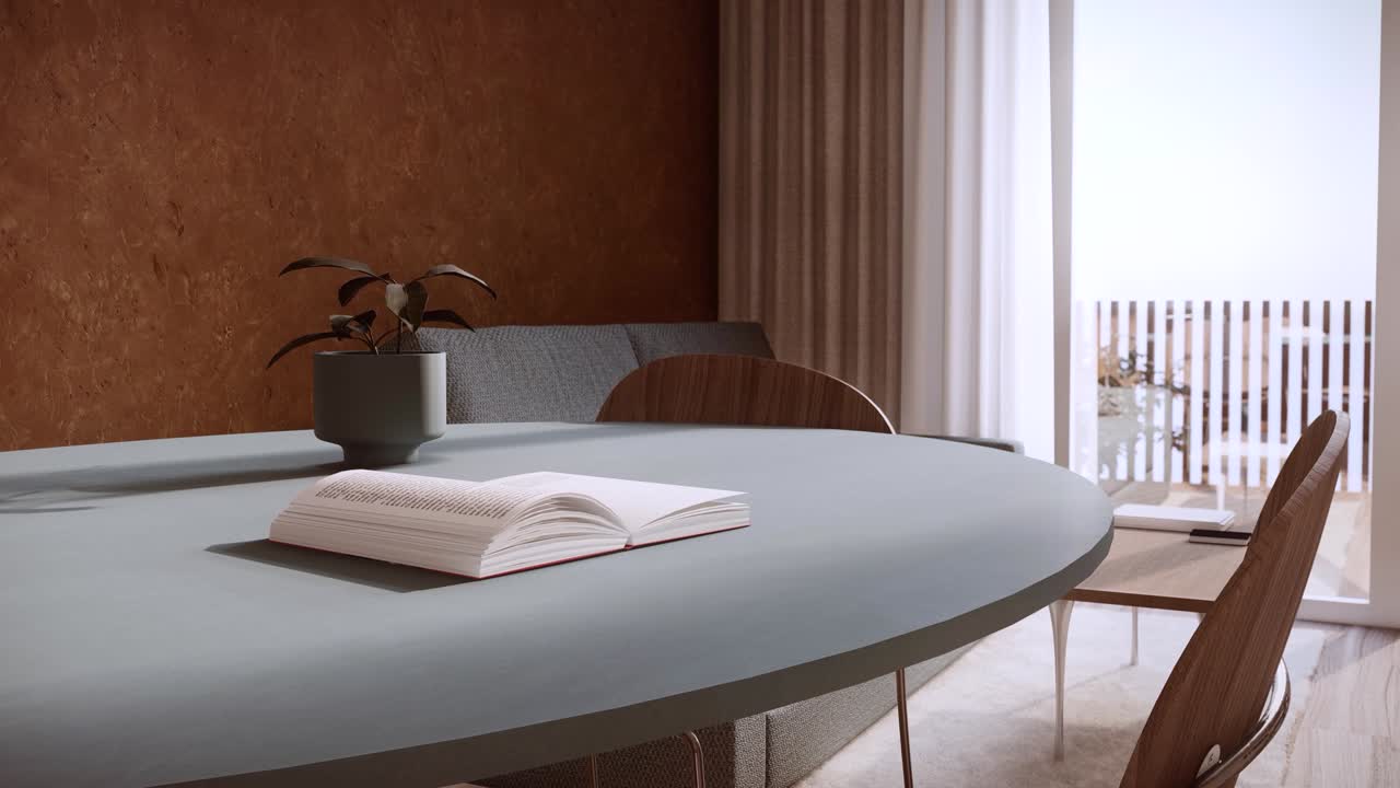 animación de renderización 3d del interior de la casa