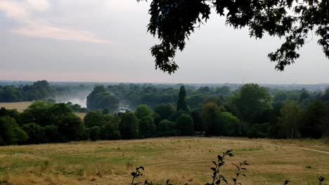 Toma-Panorámica-Del-Río-Támesis-En-El-área-De-Richmond