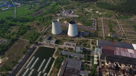 Smoking-pipe-on-industrial-factory.-Aerial-view-chimney-on-thermal-power-plant