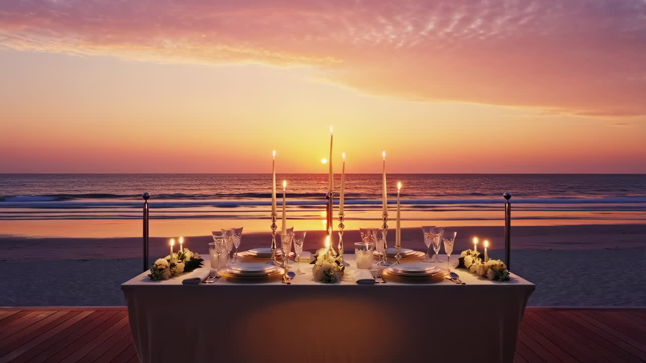 Romantic Beach Dinner at Sunset